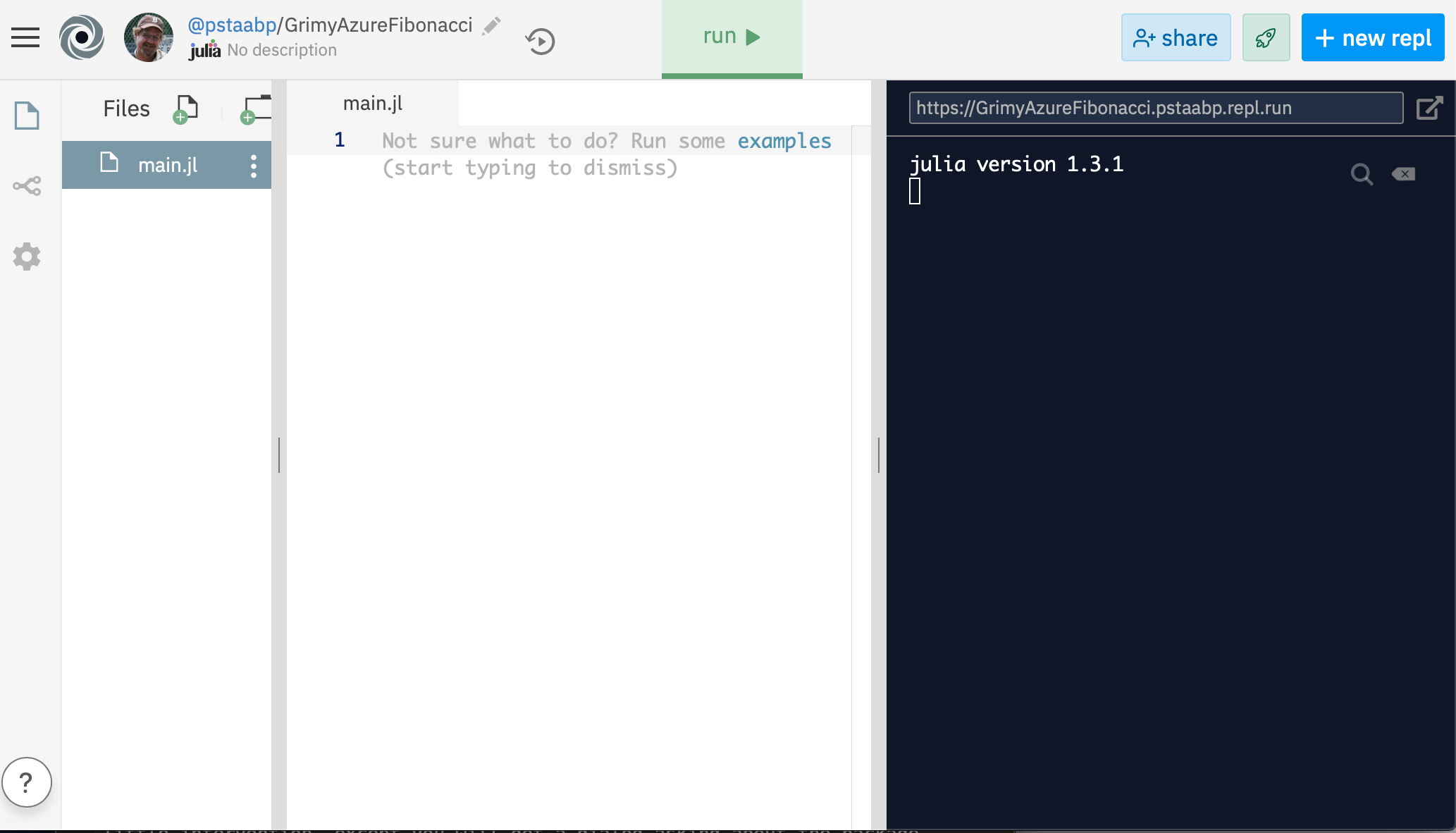 Screenshot of Repl.it