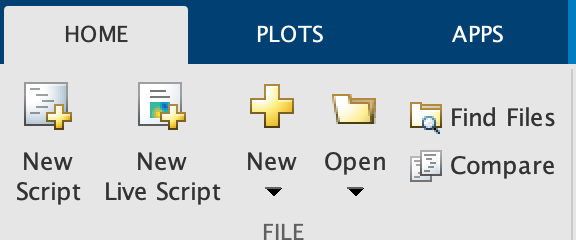 buttons on the Matlab toolbar